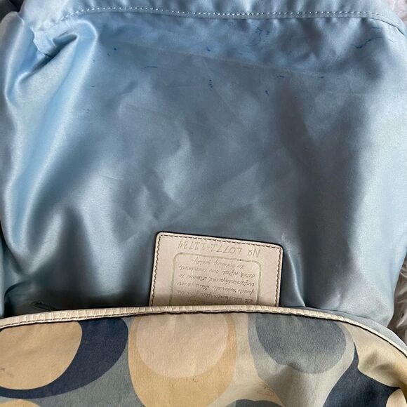 Coach Signature Nylon Blue Scarf Print Hobo Bag 11734 Leather strap and trim. - Picture 16 of 16